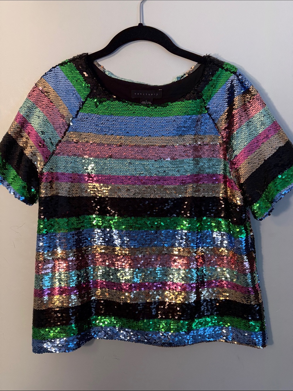 Sanctuary Sparkling Multicolor Sequin Short Sleeve Top - Women
